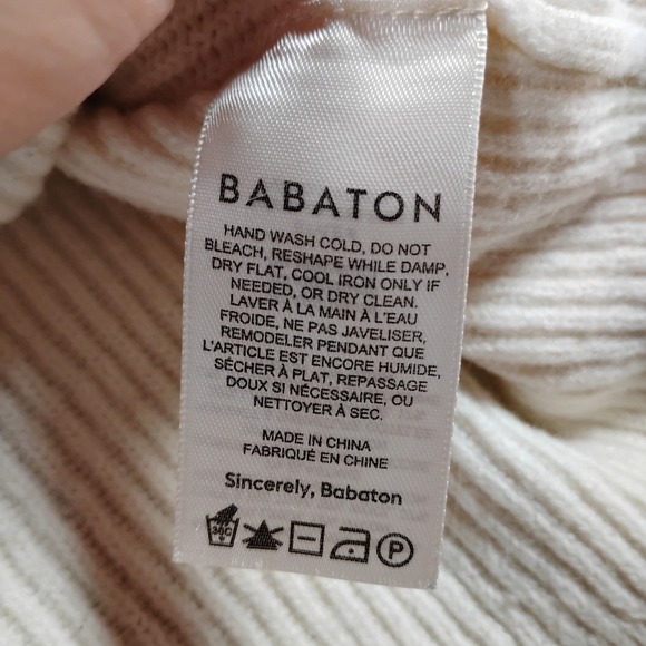 Babaton Aritzia Wool Linen Blend Ribbed Button Cardigan Cream Large - Picture 3 of 10